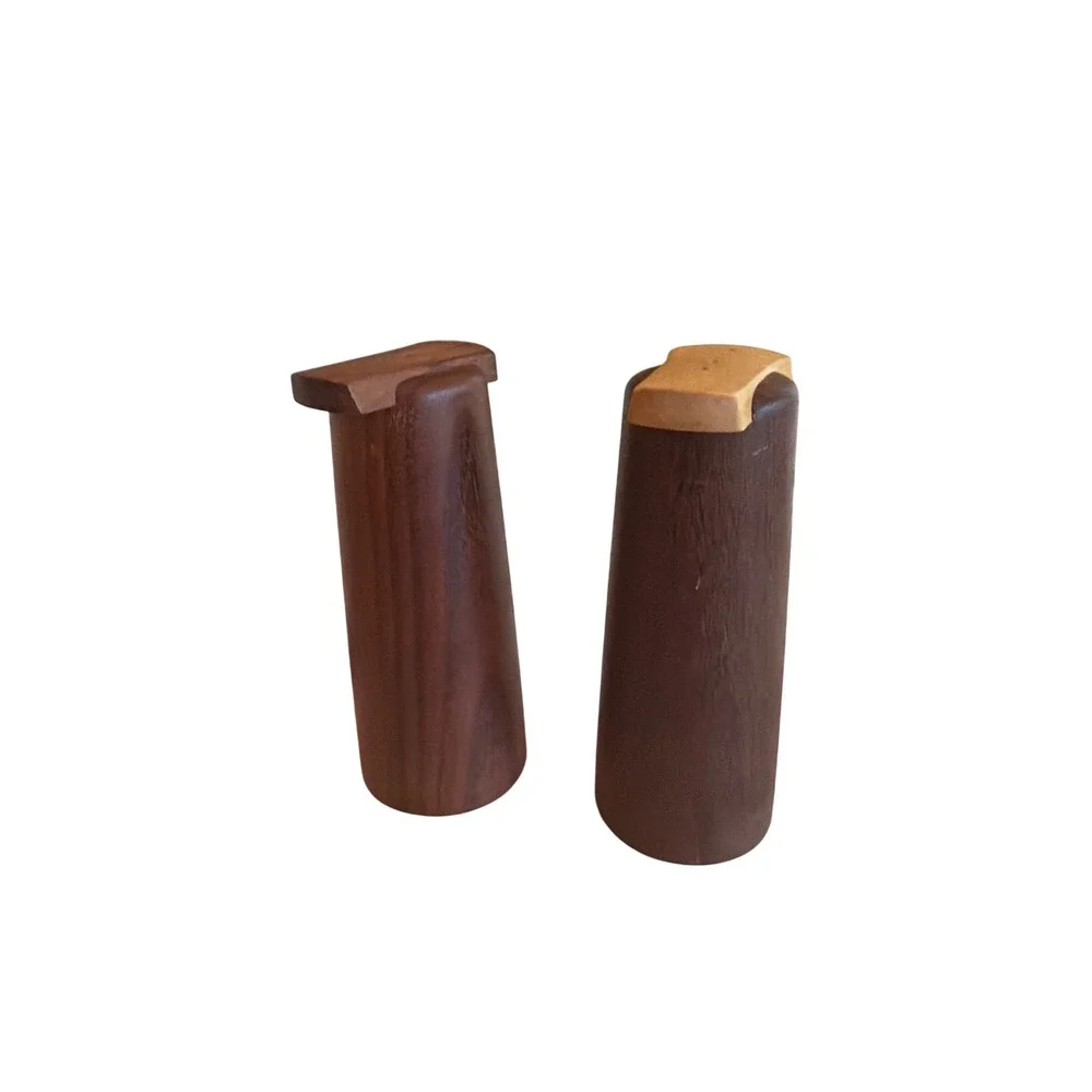 Jacob Jensen Salt and Pepper Shakers Brown Wood MCM Minimalist Tapered Set